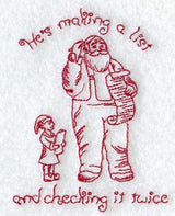 Santa & List w/text (Redwork)