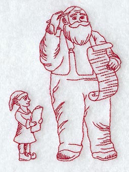 Santa & List (Redwork)