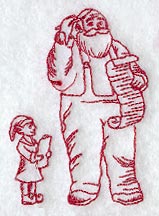 Santa & List (Redwork)