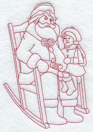 Santa & Child (Redwork)