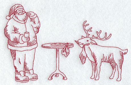Santa & Reindeer Snack (Redwork)