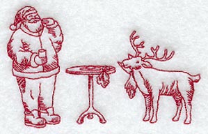 Santa & Reindeer Snack (Redwork)