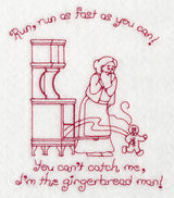 Gingerbread Scene w/Text (Redwork)