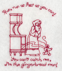 Gingerbread Scene w/Text (Redwork)