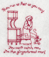 Gingerbread Scene w/Text (Redwork)