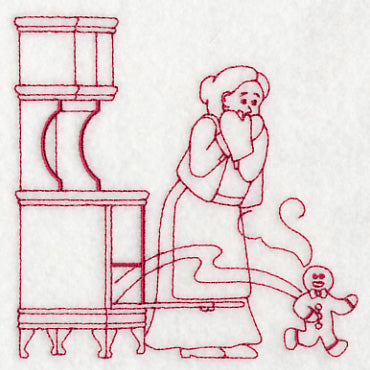 Gingerbread Scene (Redwork)