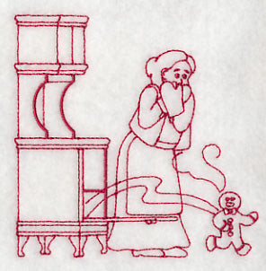 Gingerbread Scene (Redwork)