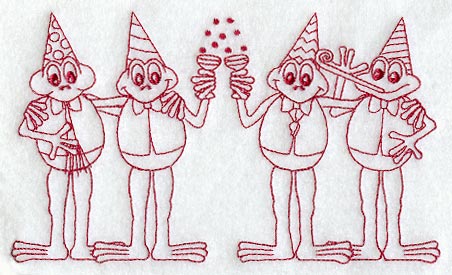 New Year Frogs (Redwork)