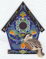 Rosemaling Birdhouse with Eurasian Dotterel
