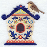 Majolica Birdhouse with European Robin