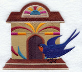 Art Deco Birdhouse with Swallow