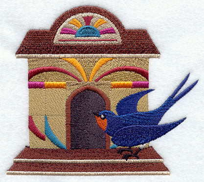 Art Deco Birdhouse with Swallow