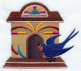 Art Deco Birdhouse with Swallow
