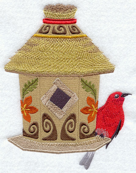 Tiki Birdhouse with Apapane