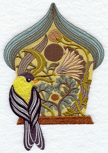 Arts and Crafts Birdhouse with Goldfinch