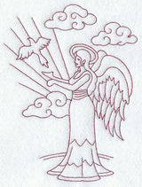 Angel with Dove (Redwork)
