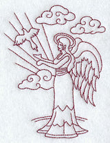 Angel with Dove (Redwork)