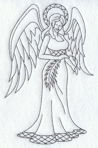 Angel with Palm Frond (Redwork)