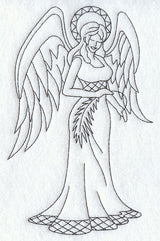 Angel with Palm Frond (Redwork)
