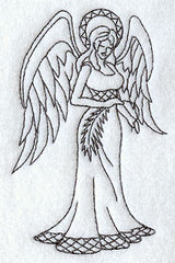 Angel with Palm Frond (Redwork)