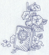Bible with Morning Glories (Redwork)