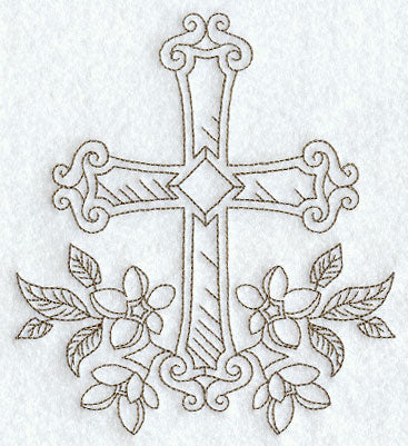 Cross with Flowers (Redwork)