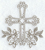 Cross with Flowers (Redwork)