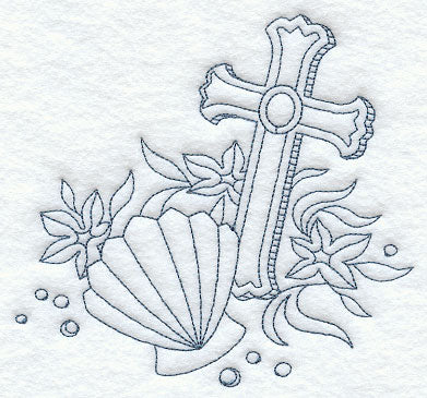 Cross with Shell (Redwork)