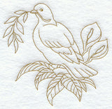 Dove with Peace Lilies (Redwork)