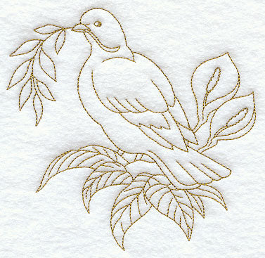 Dove with Peace Lilies (Redwork)