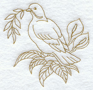 Dove with Peace Lilies (Redwork)