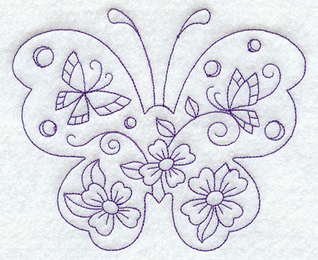 Spring Scene - Butterfly (Redwork)