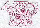 Spring Scene - Watering Can (Redwork)