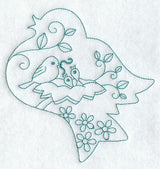 Spring Scene - Bird (Redwork)