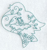 Spring Scene - Bird (Redwork)