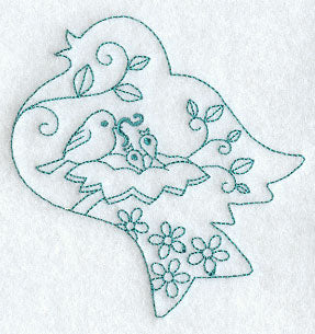 Spring Scene - Bird (Redwork)