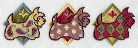 Patterned Scotties Triptych