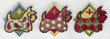 Patterned Scotties Triptych