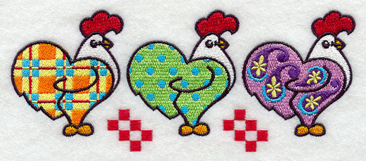 Patterned Roosters Triptych