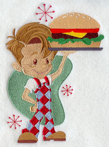 Diner Boy with Hamburger