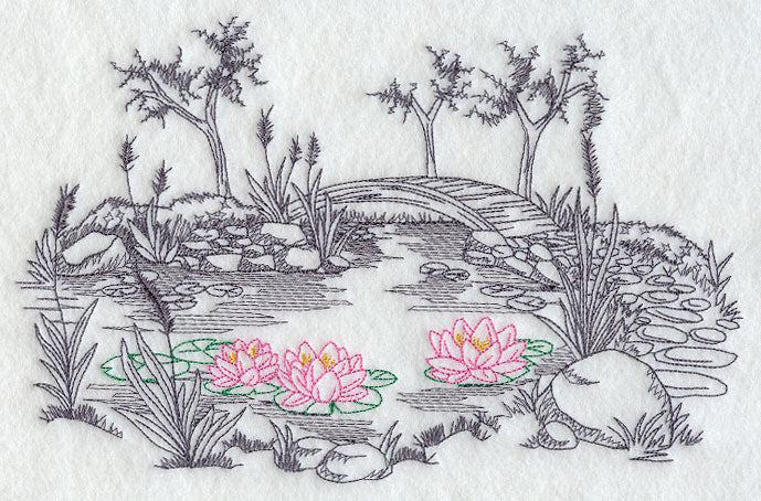 Garden Etching - Water Lilies