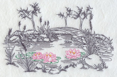 Garden Etching - Water Lilies