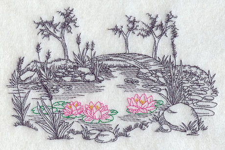 Garden Etching - Water Lilies