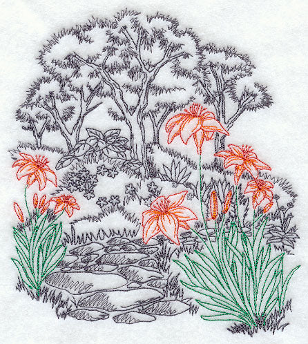Garden Etching - Lilies