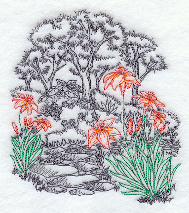 Garden Etching - Lilies