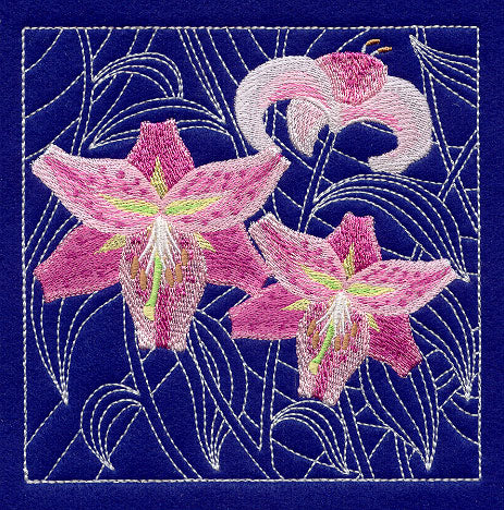 Rubrum Lily Sashiko Square