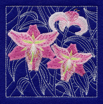 Rubrum Lily Sashiko Square