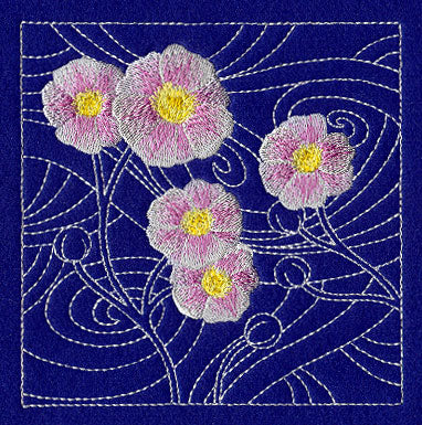 Japanese Anemone Sashiko Square