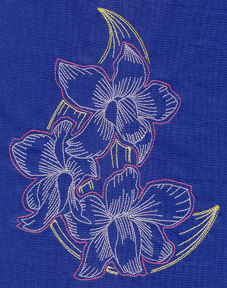Sashiko Style Orchids