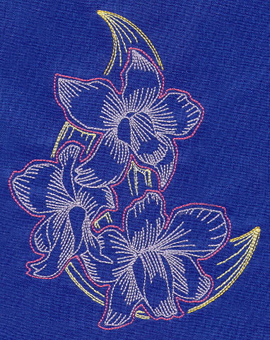Sashiko Style Orchids